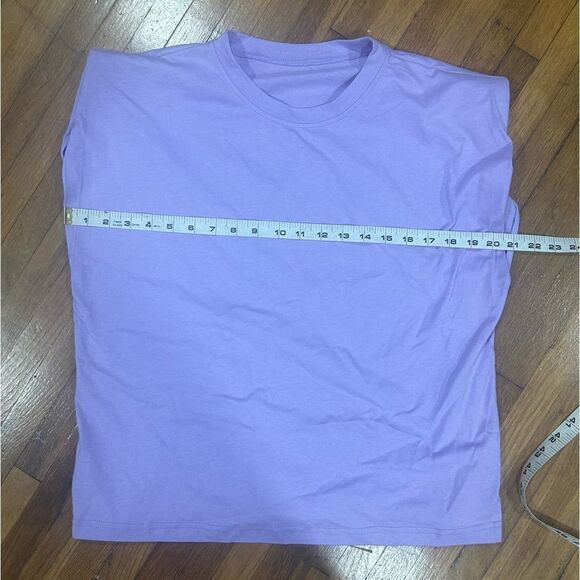 2/$20 Sleeveless Padded Strong Shoulder T-Shirt Crewneck Loose Tank Top Lavender - Picture 8 of 8